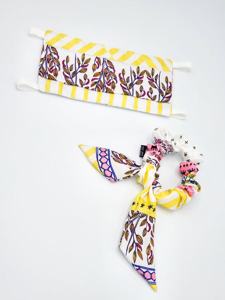 COMBO SEVRES YELLOW SCRUNCHIE FACE MASK
