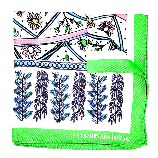 Manufacture Royale De Sèvres Green Pocket Square