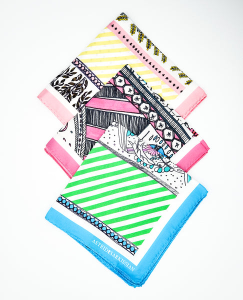 Manufacture Royale De Sèvres Blue and Green Pocket Square