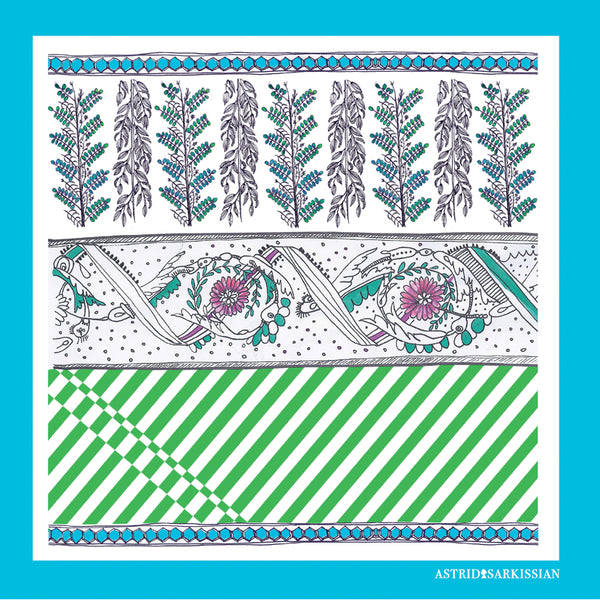 Manufacture Royale De Sèvres Blue and Green Pocket Square