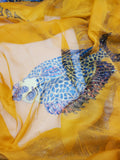 Yellow Fish Silk Chiffon Scarf