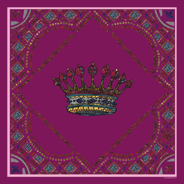 Crowns Pink Silk Satin Scarf