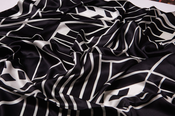 Moisson Black & White Silk Scarf