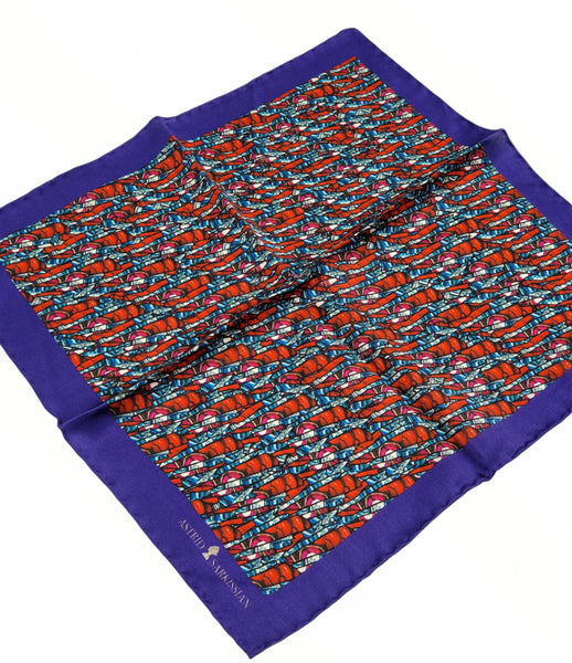 Blue and Red Pocket Square
