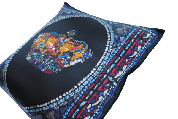 Crown Black Silk Cushion